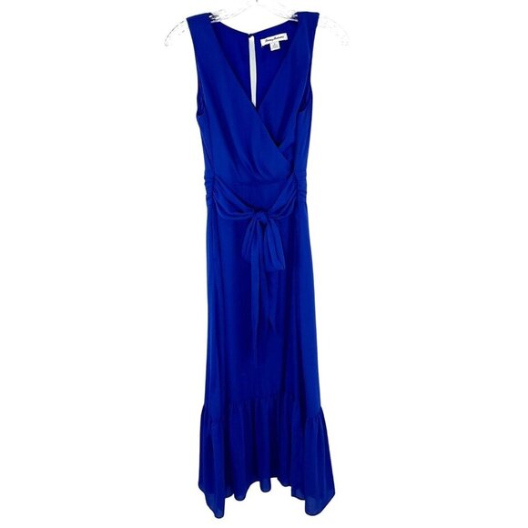 Tommy Bahama Dress Women 4‎ Blue Tiered V-Neckline Tie Lined Back Cutout Maxi - Picture 1 of 13
